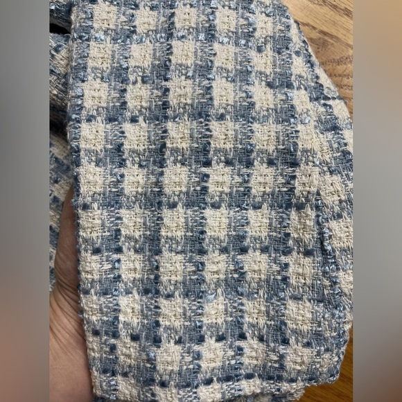 NWT Rachel Zoe Tweed Blue & Gold Blazer Size Large - Picture 5 of 8